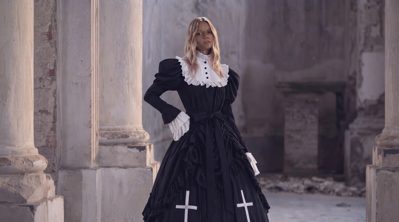 Editorial illustration for Gothic Lolita: How a Japanese Street Style Rebuilt European History Into a Global Subculture